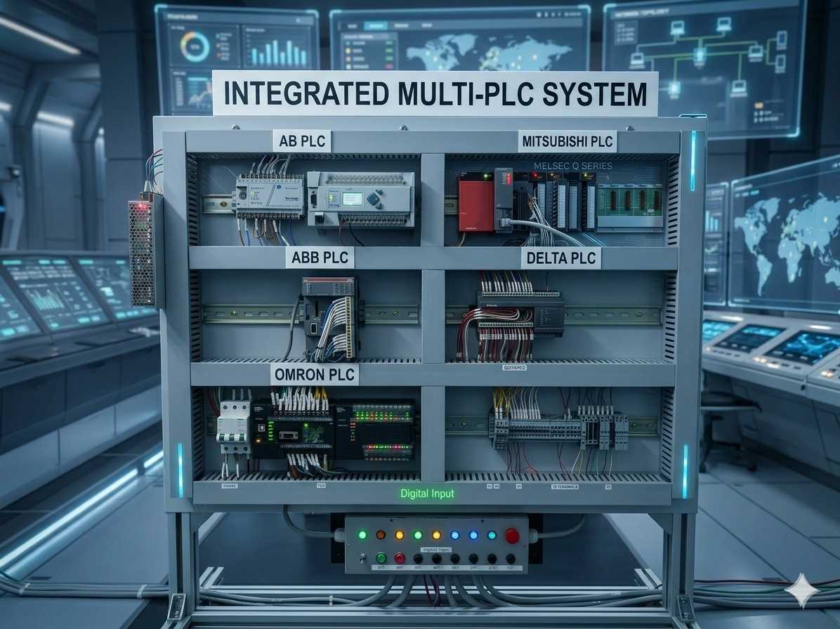 Integrated multi-PLC training system