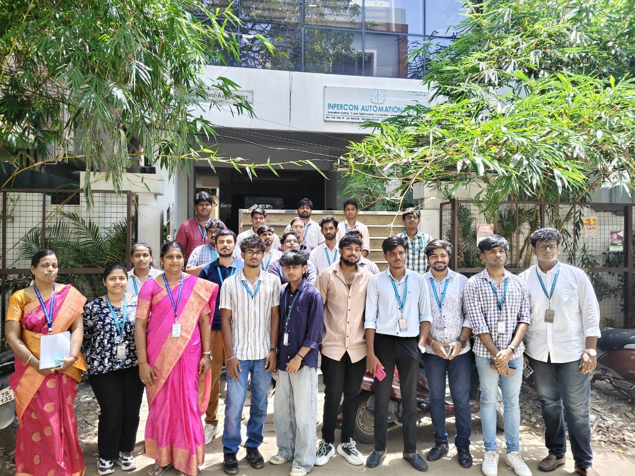 An Infercon batch with their trainers outside the Infercon Automation office